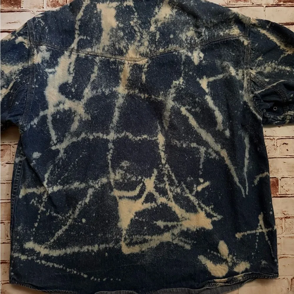 Wolverine Blue Denim Bleach Washed Long Sleeve Shirt Shacket